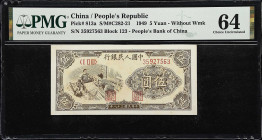 (t) CHINA--PEOPLE'S REPUBLIC. Peoples Bank of China. 5 Yuan, 1949. P-813a. S/M#C282-21. PMG Choice Uncirculated 64.
Serial number 35927563. Weaving....
