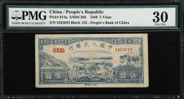 (t) CHINA--PEOPLE'S REPUBLIC. Peoples Bank of China. 5 Yuan, 1949. P-814a. S/M#C282. PMG Very Fine 30.
Serial number 3425643. A very sought after PRC...