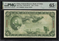 CHINA--PUPPET BANKS. Federal Reserve Bank of China. 1 Dollar, 1938. P-J54a. S/M#C286-10. PMG Gem Uncirculated 65 EPQ.
Serial number T1566260. Green, ...