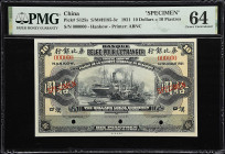 (t) CHINA--FOREIGN BANKS. Banque Belge Pour l'Etranger. 10 Dollars = 10 Piastres, 1921. P-S125s. S/M#H185-3c. Specimen. PMG Choice Uncirculated 64.
H...