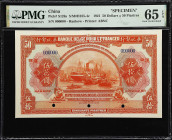 (t) CHINA--FOREIGN BANKS. Banque Belge Pour l'Etranger. 50 Dollars = 50 Piastres, 1921. P-S126s. S/M#H185-4c. Specimen. PMG Gem Uncirculated 65 EPQ.
...
