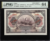 (t) CHINA--FOREIGN BANKS. Banque Belge Pour l'Etranger. 50 Dollars = 50 Piastres, 1921. P-S138s. S/M#H185-4a. Specimen. PMG Choice Uncirculated 64.
S...