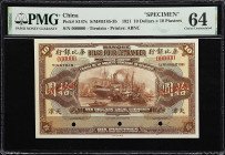 (t) CHINA--FOREIGN BANKS. Banque Belge Pour l'Etranger. 10 Dollars = 10 Piastres, 1921. P-S147s. S/M#H185-3b. Specimen. PMG Choice Uncirculated 64.
T...