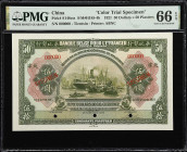 (t) CHINA--FOREIGN BANKS. Banque Belge Pour l'Etranger. 50 Dollars = 50 Piastres, 1921. P-S148cts. S/M#H185-4b. Color Trial Specimen. PMG Gem Uncircul...