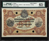 (t) CHINA--FOREIGN BANKS. Hong Kong & Shanghai Banking Corp.. 50 Dollars, 1922. P-S342s. S/M#Y13. Specimen. PMG Gem Uncirculated 65 EPQ.
Peking. Prin...