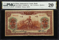 (t) CHINA--FOREIGN BANKS. Industrial & Commercial Bank. 10 Dollars, 1921. P-S383C. S/M#K92-3a. PMG Very Fine 20.
This is perhaps one of the most intr...