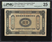 CHINA--PROVINCIAL BANKS. Kiangse Government Bank. 1 Dollar, 1907. P-S1083. S/M#C94-1. Serial Number 5. PMG Very Fine 25.
Low serial number 5. Black, ...