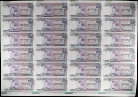 CAMBODIA. Uncut Sheet of (24). Banque Nationale du Cambodge. 100 Riels, ND (1973). P-15b.
A beautifully printed full sheet of 24 notes with the colou...