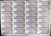 CAMBODIA. Uncut Sheet of (24). Banque Nationale du Cambodge. 100 Riels, ND (1973). P-15b.
A beautifully printed full sheet of 24 notes with the colou...