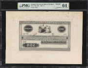 IRELAND. Provincial Bank of Ireland. 1 Pound, 1825. P-270p. Proof. PMG Choice Uncirculated 64.
Limerick, black and white, Britannia and Hibernia at u...