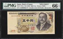 JAPAN. Lot of (3). Bank of Japan. 1000, 5000 & 10000 Yen, ND (1993-2003). P-100bs, 101bs & 102s. Specimen. PMG Gem Uncirculated 66 EPQ.
3 pieces in l...