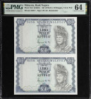 MALAYSIA. Lot of (2). Bank Negara Malaysia. 50 Ringgit, ND (1967-81). P-16r1. KNB16. Remainder. Printing Remnants. PMG Choice Uncirculated 64.
2 piec...