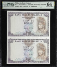 MALAYSIA. Lot of (2). Bank Negara Malaysia. 100 Ringgit, ND (1967-81). P-17r1. KNB17a-c. Remainder. Printing Remnants. PMG Choice Uncirculated 64.
2 ...