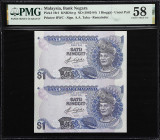 MALAYSIA. Lot of (2). Bank Negara Malaysia. 1 Ringgit, ND (1981-89). P-19r1. KNB24e-g. Remainder. Printing Remnants. PMG Choice About Uncirculated 58....