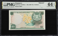 SINGAPORE. Board of Commissioners of Currency. 5 Dollars, ND (1967-73). P-2p. TAN#O-2. Proof. PMG Choice Uncirculated 64 EPQ.
A rare fully printed pr...