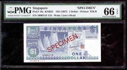 SINGAPORE. (Group of 6). 1 to 500 Dollars, ND (1987). P-18s to 20as, 22as to 24s. Specimens. PMG Choice Uncirculated 64 to Superb Gem Uncirculated 67 ...