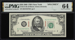 UNITED STATES. United States Treasury. $50, 1969. Fr#2114-Bs. Specimen. PMG Choice Uncirculated 64.
New York, serial number B23456789A. Ulysses Grant...
