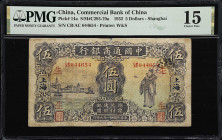 (t) CHINA--REPUBLIC. Commercial Bank of China. 5 Dollars, 1932. P-14a. S/M#C293-70a. PMG Choice Fine 15.
Shanghai, serial number CB/AC044654.

Esti...
