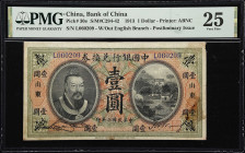 CHINA--REPUBLIC. Bank of China. 1 Dollar, 1913. P-30e. S/M#C294-42. PMG Very Fine 25.
Shantung, serial number L060209. Black, green and orange, Huang...