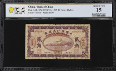 CHINA--REPUBLIC. Bank of China. 20 Cents, 1917. P-44b. S/M C294-73b. PCGS Banknote Choice Fine 15.
Harbin. Printed by BEPP.
From the John E Sandrock...