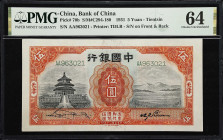 (t) CHINA--REPUBLIC. Lot of (3). Bank of China. 1, 5 & 100 Yuan, 1931-40. P-88b, 70b & 78. PMG Choice About Uncirculated 58 to Choice Uncirculated 64....
