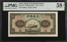(t) CHINA--REPUBLIC. Bank of Communications. 5 Yuan, 1941. P-157. PMG Choice About Uncirculated 58 EPQ.

Estimate: $125.00- $250.00