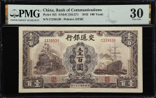 CHINA--REPUBLIC. Bank of Communications. 100 Yuan, 1942. P-165. S/M#C126-271. PMG Very Fine 30.
Serial number C235539. Brown, steam locomotive and st...