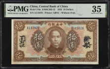 (t) CHINA--REPUBLIC. Central Bank of China. 10 Dollars, 1923. P-176e. PMG Choice Very Fine 35.
PMG comments "Ink Stamp".

Estimate: $100.00- $150.0...
