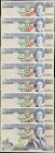 JERSEY. Lot of (9). Treasury of the States of Jersey. 20 Pounds, ND (1993-2000). P-23a & 29a. Specimen. Uncirculated.
A group of 9x 20 Pound specimen...