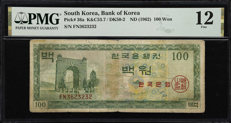 KOREA, SOUTH. Lot of (4). Bank of Korea. 100 & 1000 Won, 1953-64 & ND (1962). P-...