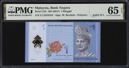 MALAYSIA. Bank Negara Malaysia. 1 Ringgit, ND (2017). P-51b. Solid Number 3. PMG Gem Uncirculated 65 EPQ.
Serial number LC3333333.

Estimate: $250....