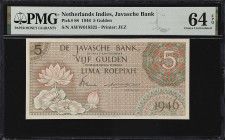 NETHERLANDS INDIES. Javasche Bank. 5 Gulden, 1946. P-88. PMG Choice Uncirculated 64 EPQ.

Estimate: $100.00- $200.00