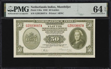 NETHERLANDS INDIES. Javasche Bank. 50 Gulden, 1943. P-116a. PMG Choice Uncirculated 64 EPQ.

Estimate: $100.00- $200.00