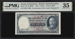 STRAITS SETTLEMENTS. Government of the Straits Settlements. 1 Dollar, 1935. P-16b. PMG Choice Very Fine 35.
Serial number H/90 57390. PMG Comments "S...