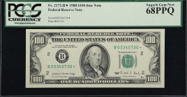 UNITED STATES. Lot of (5). $2 & $100, 1953-88. Fr. 1512, 1935-D* & 2172-B*. PMG Gem Uncirculated 65 EPQ to Superb Gem Uncirculated 68 PPQ.
Consisting...