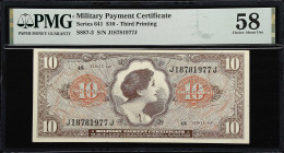 UNITED STATES. Military Payment Certificate. Series 641. 10 Dollars. PMG Choice About Uncirculated 58.
Serial number J18781977J.

Estimate: $50.00-...