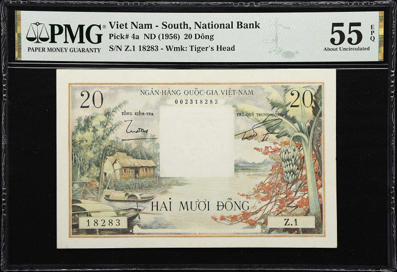 VIETNAM, SOUTH. National Bank of Vietnam. 20 Dong, ND (1956). P-4a. PMG About Un...