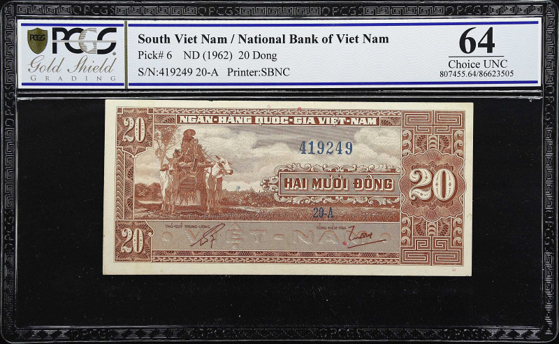 VIETNAM, SOUTH. Lot of (6). Ngan Hang Quoc Gia Viet Nam. 5, 20, 200, & 500 Dong,...