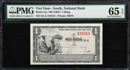 VIETNAM, SOUTH. Lot of (3). Ngan Hang Quoc Gia Viet Nam. 1, 2, & 5 Dong, ND (1955). P-11a, 12a, & 13a. PMG Gem Uncirculated 65 EPQ.
A trio of gem Sou...