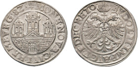 HAMBURG
Hamburgische Münzen in Silber
Reichstaler 1582. Titel Rudolf II. Mzz. Doppellilie, das Zeichen des Münzmeisters Andreas Metzner (1572-1582)....