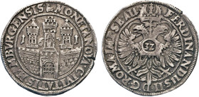 HAMBURG
Hamburgische Münzen in Silber
Reichstaler 1621. Titel Ferdinand II. Mzz. Faust hält Zainhaken, das Zeichen des Münzmeisters Christoph Feuste...