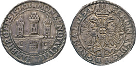 HAMBURG
Hamburgische Münzen in Silber
Reichstaler 1621. Titel Ferdinand II. Mzz. Faust hält Zainhaken. Stadtburg, die komplette Jahres­zahl am Ende ...