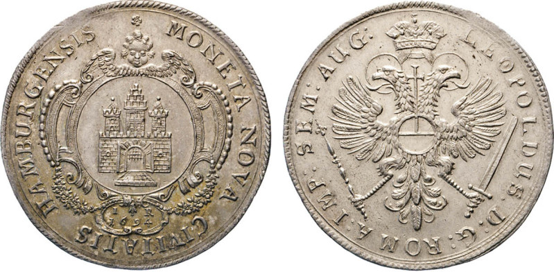 HAMBURG
Hamburgische Münzen in Silber
Reichstaler 1694. Titel Leopold I. Mzz. ...