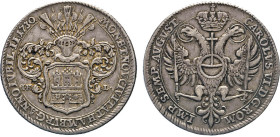 HAMBURG
Hamburgische Münzen in Silber
Reichs-Speciestaler 1730. Titel Karl VI. Mzz. I·H·L, Mzz. des Johann Hinrich Löwe (1725-1759). Auf das 200-jäh...