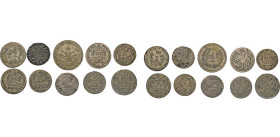 HAMBURG
Hamburgische Münzen in Silber
Acht Schilling 1797, kleine Burg. 4 Schilling 1725, 1727, 1728, 1762 (schön). 2 Schilling 1655 Stadt­geld, 172...