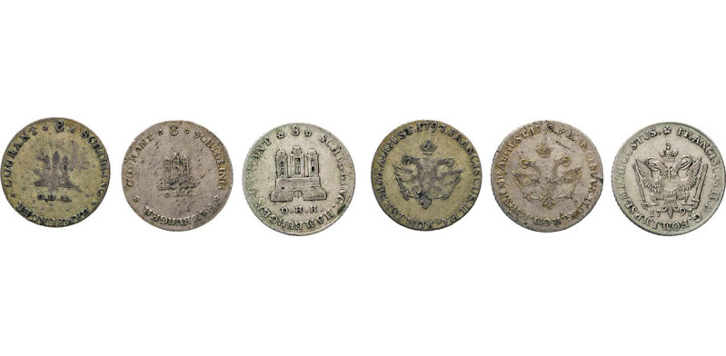 HAMBURG
Hamburgische Münzen in Silber
Acht Schilling 1797 OHK. Titel Franz II....