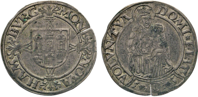 HAMBURG
Hamburgische Münzen in Silber
Doppelschilling 1553. Burgschild auf Blu...