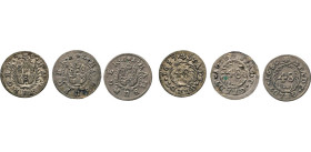 HAMBURG
Hamburgische Münzen in Silber
Schillinge 1676 u. 1680, 1687. Stadtgeld Mzz. I.H.L. Burg in Palmzweigen. Rs. Wz. 48 in Palmzweigkranz. Gaed. ...