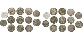 HAMBURG
Hamburgische Münzen in Silber
Schilling 1726, 1727, 1738 (leicht gebogen), 1750, 1757, 1758, 1759 IHL, 1763, 1765, 1794 OHK, 1846, 1855 o.Mz...