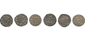 HAMBURG
Hamburgische Münzen in Silber
Sechsling 1669 u. 1670, Stadtgeld. Burg, Rs. Wert in 3 Zeilen, darunter drei Punkte. Mzz. Kleeblatt des Matthi...